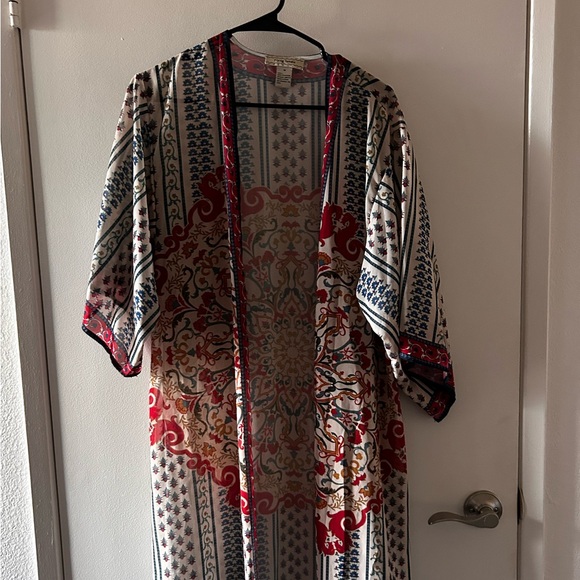 Flying Tomato Red and Blue Patterned shawl - Picture 2 of 4